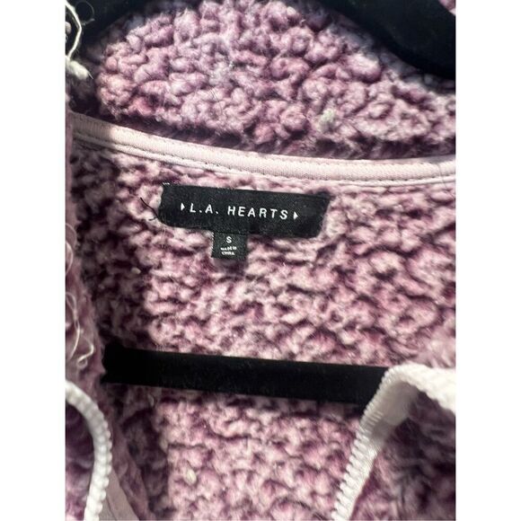 PacSun LA Hearts Sherpa Teddy Bear Half Zip Cropped Jacket Pullover Hoodie size - Picture 6 of 6